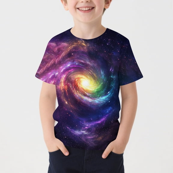 Spazoro Boys Graphic T-Shirts Tees, Round Neck Short Sleeve Star Print Casual Tops for Kids Multicolor Size 3-4