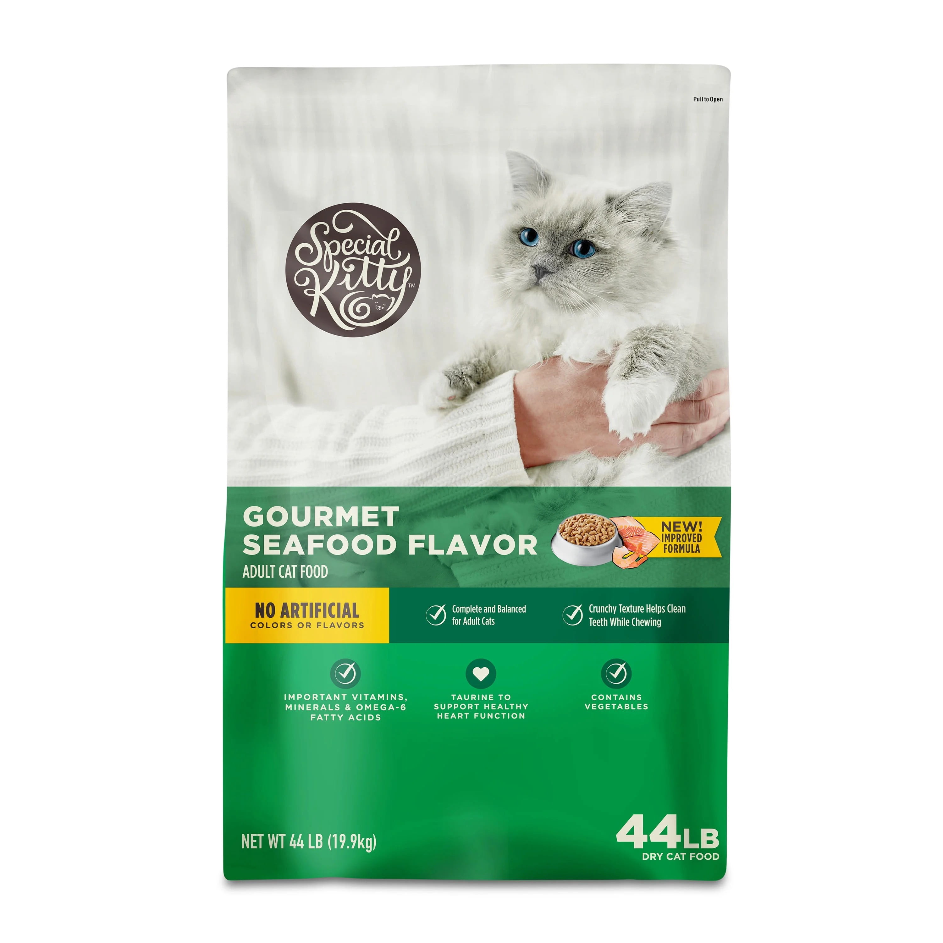 (3 pack) Special Kitty Gourmet Formula Seafood Blend Flavor Dry Cat Food, 44 lb Bag