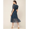 thumbnail image 2 of Moomaya Womens Printed Tiered Dress V Neck Elbow Sleeves Poly Georgette Dress, 2 of 8