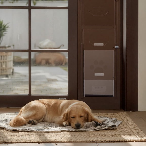 Dog Door for Sliding Glass Door, 75 7/8 to 80 11/16 in Adjustable Height, Aluminum Alloy Frame with Rotating Hinges, Lock Design, 13 5/8 x 23 5/8 in Flap, Sliding Glass Pet Door for Renters.