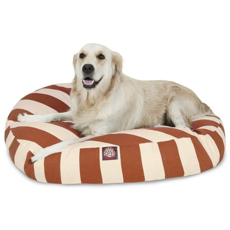 UPC: 0788995510178 | Majestic Pet | Vertical Stripe Round Pet Bed For Dogs  Removable Cover  Burnt Orange  Large