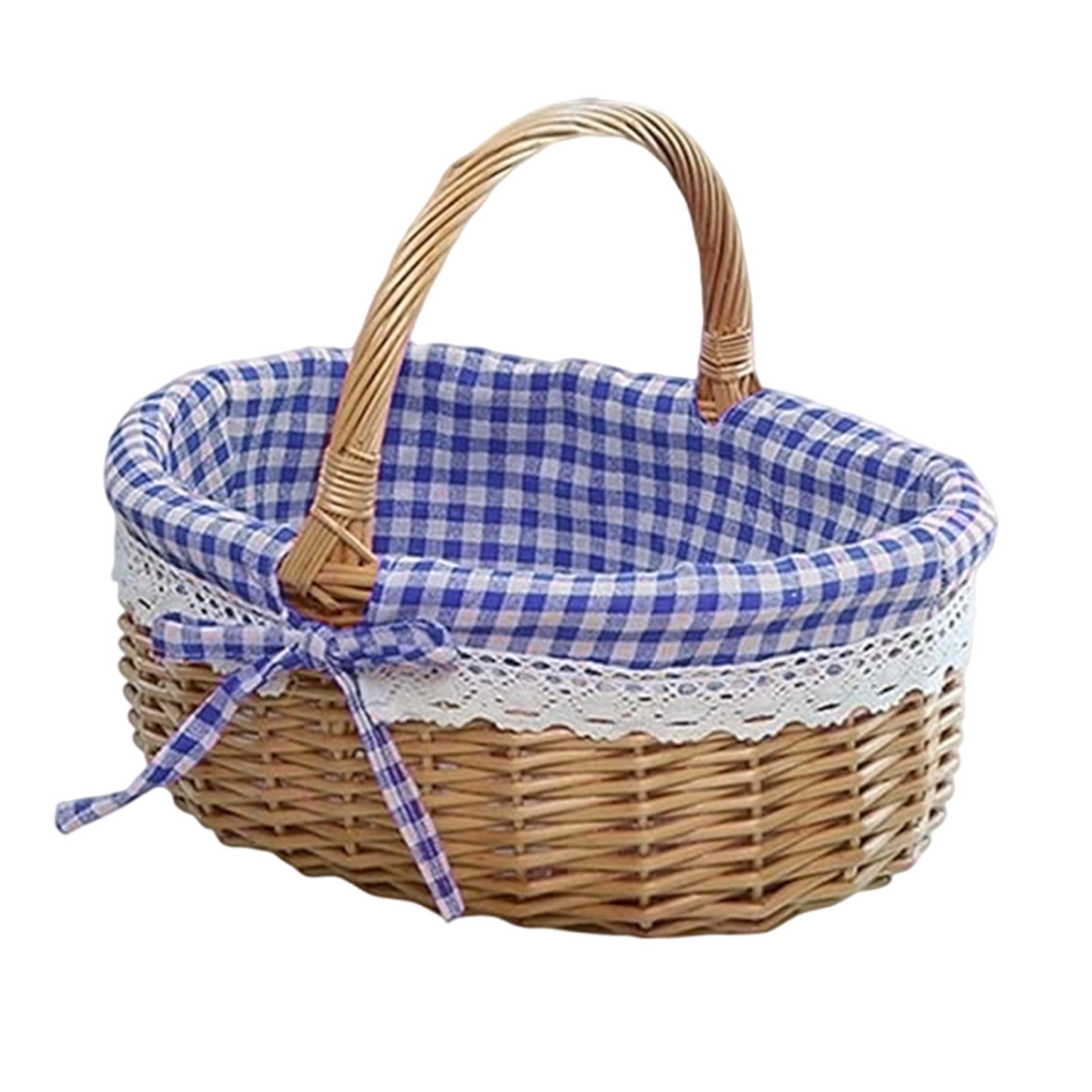 Wicker Storage Basket under $5! Cagogo Wicker Woven Storage Basket with Handle, Linen Lined Bread and Fruit Basket, Versatile Picnic Basket for Home, Party, Gardening, Organizer for Kitchen, Decor