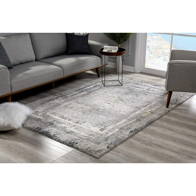 eRug Outlet Mirage Collection Modern Abstract Area Rug (4x6 feet) - 3'9" x 5'6", Cream Grey