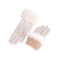 thumbnail image 2 of Gustave Women's Winter Gloves PU Leather & Suede Touchscreen Gloves Fleece Lined Warm Driving Gloves with Faux Fur Cuffs for Cold Weather, White, 2 of 9