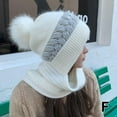 thumbnail image 5 of Women's Thickened Wool Knitted Hat with Scarf, Windproof Ear Protection, Warm Winter Cycling Hat, Polyester, 5 of 9