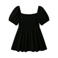 thumbnail image 5 of hlysgo Women's Square Neck Tops Plus Size Smocked Peplum Blouse Top Lantern Short Sleeve Flowy Cute Shirt Shirts Black,4xL, 5 of 5