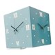 thumbnail image 4 of Reloj de pared de esquina de doble cara con números romanos Reloj de pared silencioso creativo para azul, 4 of 9