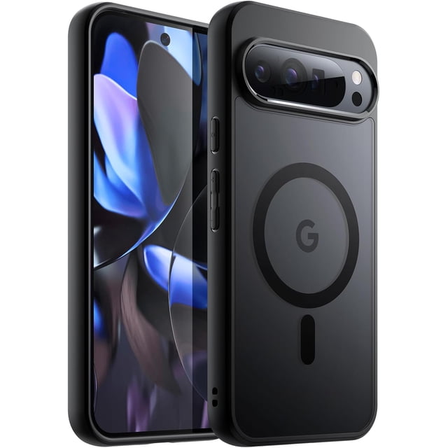 AQWAL-Magnetic Case for Google Pixel 9/9 Pro 2024, Compatible with MagSafe, Translucent Matte Back Shockproof Phone Cover (Black)