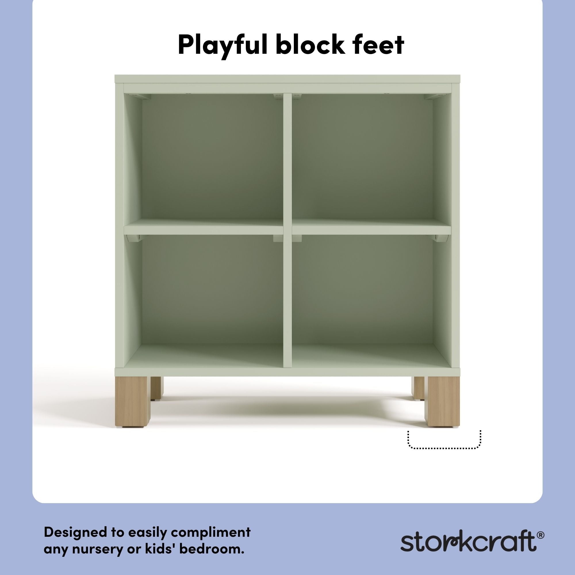 Storkcraft California Cube Organizer Children's Bookcase, Sage with Driftwood