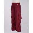 thumbnail image 3 of TiaoBug Kids Girls Cargo Pants Casual Pure Color Trousers Hip Hop Dance Costume4-14 Burgundy-A 120, 3 of 7