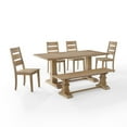Farmhouse Dining Set - 6 Piece Table, Chairs & Bench - Rustic Brown ...