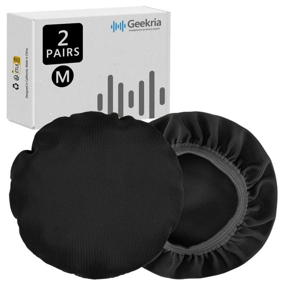 Geekria 20 Pairs Flex Fabric Headphones Ear Covers - Product Safety Certified - Washable & Stretchable Earcup Protectors for Over-Ear Headsets, Sweat Pads for Gym (Size M/Black)