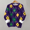 thumbnail image 1 of TaTaai Femmes Imprimé Mardi Gras Mode Chandail en Molleton Col Rond Ample Haut Décontracté Manches Longues Sans Capuche Chandail pour Usage Quotidien Rue Bureau Doux Confortable Élégant Cadeau, 1 of 3