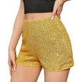 thumbnail image 3 of Xmarks Women High Waisted Sequin Shorts Elastic Waist Sequin Party Dancing Straight Leg Shorts, 3 of 6