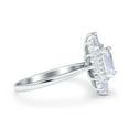 thumbnail image 2 of Simulated Cubic Zirconia Size-5 Emerald Cut Vintage Art Deco Halo Wedding Bridal Engagement Ring Baguette 925 Sterling Silver, 2 of 7