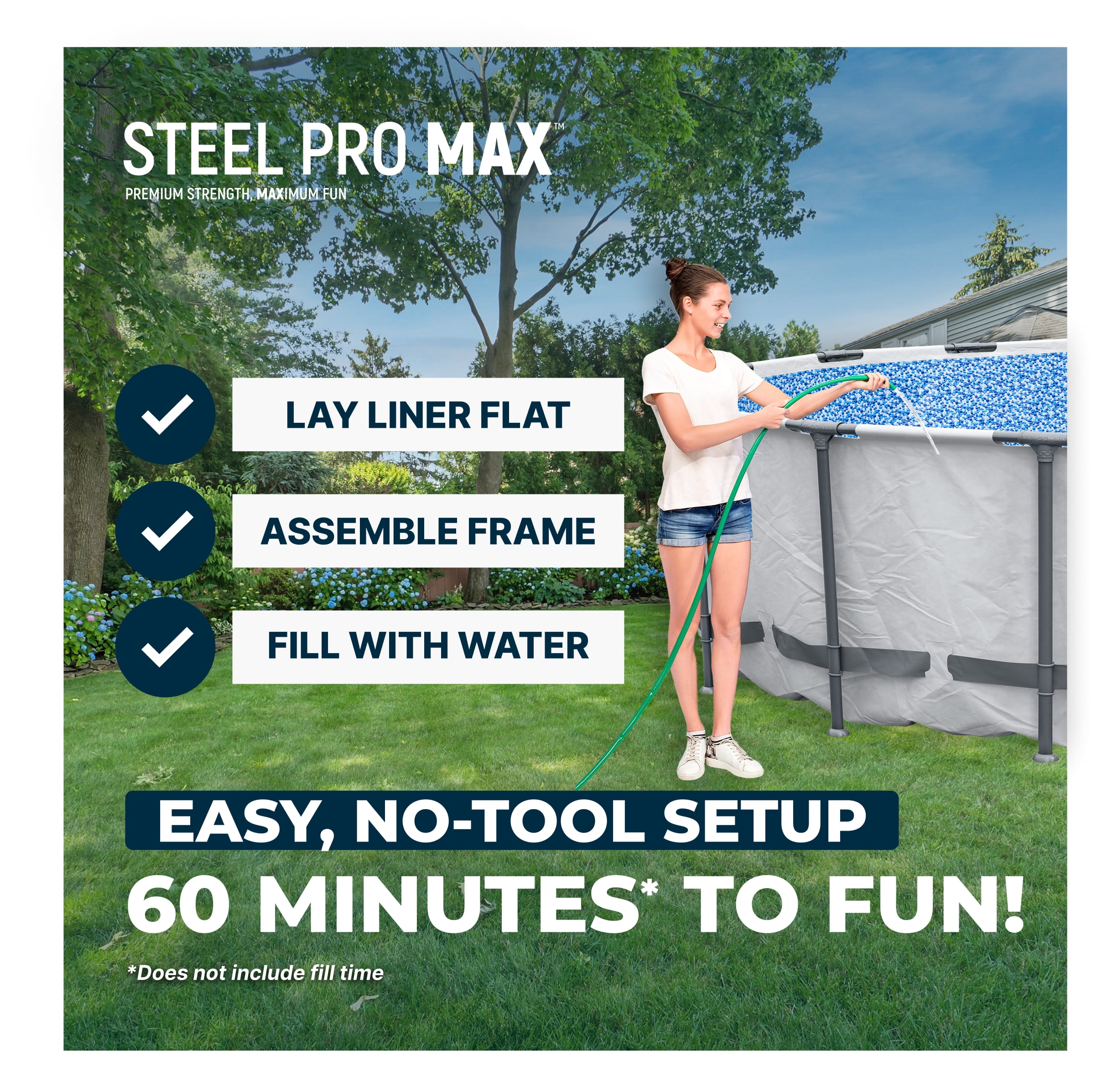 Bestway Steel Pro MAX 18' x 48" Metal Frame Above Ground Pool Set w/ Pump, Ladder, & Cover
