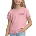 thumbnail image 2 of THDHVS Girls T Shirts,Ice Silk Ruffle Trim Round Neck Short Sleeve T-shirt Soft Breathable Casual Daily Wear for Girls,Shirts for Girls Pink 6-7 Years, 2 of 10