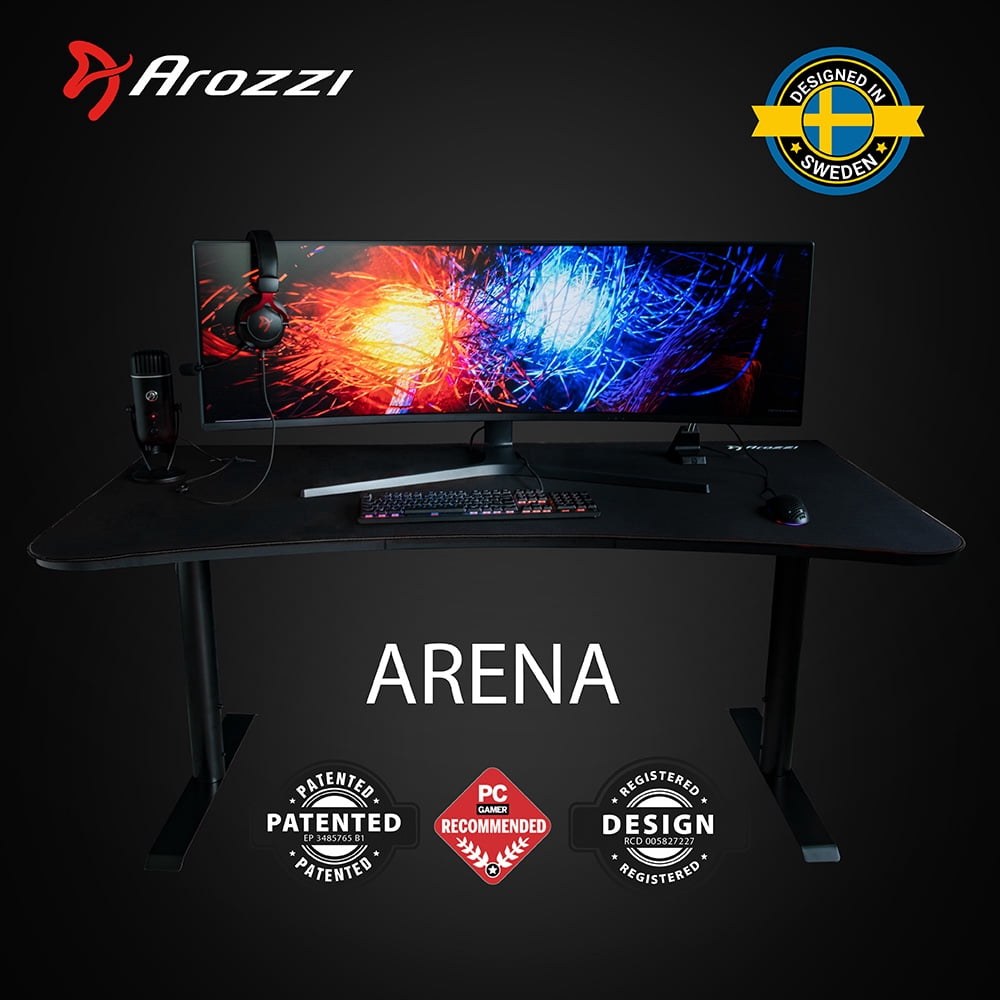 Arozzi ARENA-NA-PURE-BLACK Arena Full Surface Mouse Pad Gaming Desk, Pure Black