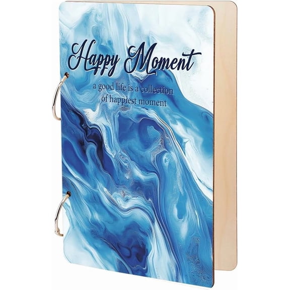 Happy Moment Greeting Card Organizer Blue Water Flow Wooden Card Keeper Binder Planning Book Birthday Cards Keeper Photo Album Binder Cover Holder Wedding Wedding Journal Keepsake Gifts diy