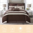 thumbnail image 3 of Lanco Geometirc King Brown Comforter Set, 10 Piece, Jacquard Bedding Comforters & Sets, Bedskirt, Pillows & Shams, Ultra-Soft, 3 of 6