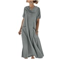 thumbnail image 3 of Taqqpue Maxi Dress for Women Short Sleeve Crew Neck Layered Ruffle Boho Casual Flowy Long Dresses Solid Color T Shirt Dress Beach Vacation A Line Sundress for Women, 3 of 10