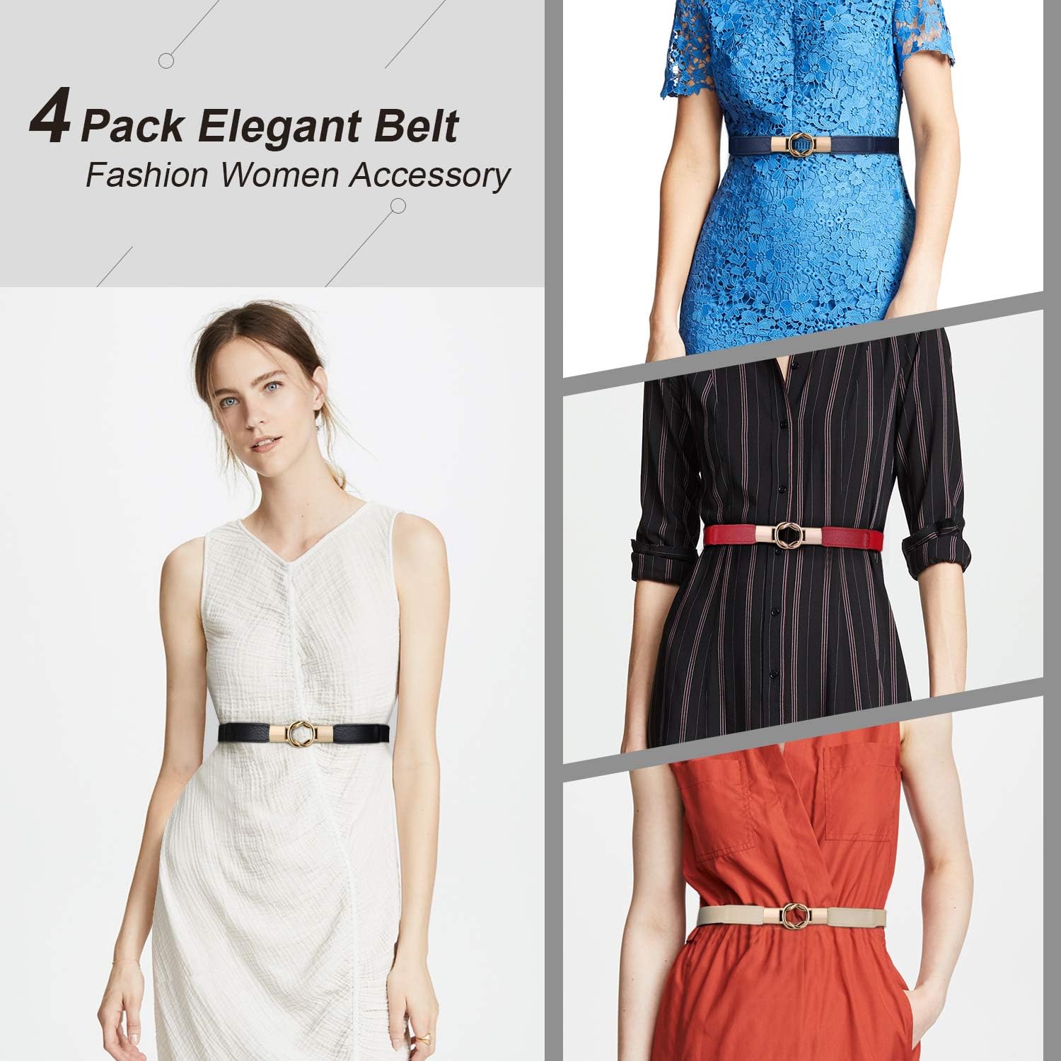 4274 Women Skinny Elastic Belt For Dresses,thin Retro Stretch Waist s-l1200.webp main image 2