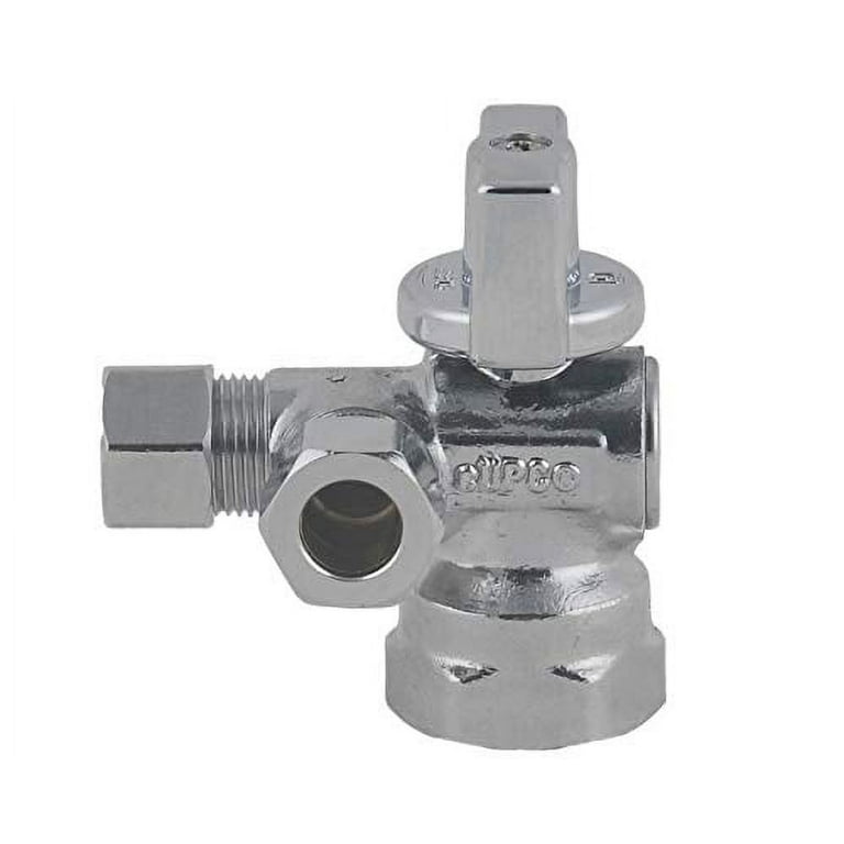 Dual Compression Outlet Angle Stop Valve,1/4 Quarter Turn 3 Way Water  Supply 1/2 FIP x 3/8OD x 3/8OD Lead Free Chrome Plated Brass Shut Off  Valve