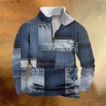 thumbnail image 1 of Styesk Chemises pour Hommes Hommes Décontracté Mode Col Montant Imprimé Fermeture Éclair Chandail à Enfiler Manches Longues Chandail, 1 of 5
