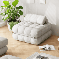 Erinnyees Foldable Futon Sofa Bed Single Size, Portable Sleeper Chair, Floor Mattress & Lounge Couch, Includes Pillow for Living Room, Bedroom, Apartmen,White