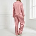 thumbnail image 4 of YFNNUP Womens Silk Satin Pajamas Set Long Sleeve Button Down Sleepwear 2 Piece Lounge Set Pj Set Long Pants Loungewear, 4 of 10
