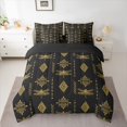 thumbnail image 2 of Feelyou Dragonfly Bedding Comforter Set 7pcs, Yellow Boho Aztec Damask King Bedding Sets, 2 of 8