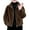 Coffee, variant on Women Winter Coat Thick Faux Fur Turn-down Collar Short Type Zip-up Cardigan Long Sleeves Cold-proof Outerwear School Outdoor Jacket
