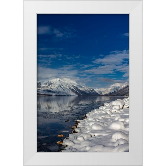 Haney, Chuck 11x14 White Modern Wood Framed Museum Art Print Titled - Mountains reflect in wintry Lake McDonald in Glacier National Park-Montana-USA