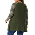thumbnail image 4 of DARING DIVA Women's Plus Size Long Sleeve Color Block Knit Tunic 4X Army Green, 4 of 6