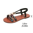 thumbnail image 4 of BADHUB Women Dressy Flat Sandals Open Toe Slip on Thong Strappy Enthic Boho Non Slip Flip Flops Ankle Strap Summer Beach Shoes Black 40, 4 of 8