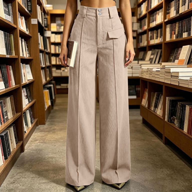asymmetrical layer button wide leg dress pants Samdudou Womens High Waisted Trousers Double Closure Flap Pocket Detail Front Seam Pintuck Business Casual Office Workwear Slacks A-line/Princess Off-the-Shoulder Half Sleeve PinFormal Color:PARIS BLUE minimalist finish Fitted silhouette