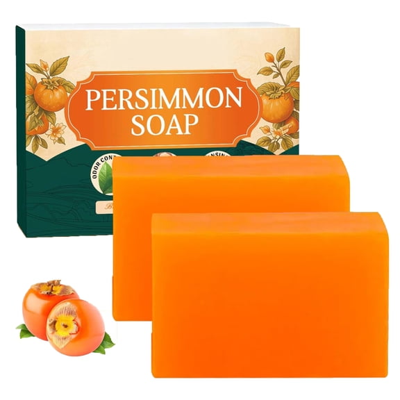 2 Pack Persimmon Deodorizing Soap Bar, Cleansing Soap with Persimmon Extract for Men & Women, Fresh-Clean Feeling, Daily Body & Hand Care