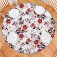 thumbnail image 2 of Pioneer Flower Floral Print Pattern Round Fitted Tablecloth with Elastic Edge,Dining Table Cover Waterproof,Outdoor Round Tablecloth for Camping,Dining,Indoor and Outdoor, 2 of 7