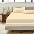 thumbnail image 3 of 4 Piece Zipper Sheet Set Includes (1 Zipper Fitted Sheet, 1 Flat Sheet And 2 Zipper PillowCase) with 12 Inch Deep Pocket 800 TC 100% Egyptian Cotton-Solid Ivory Color, Cal King Size, 3 of 7