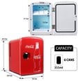 thumbnail image 3 of Coca-Cola Mini Refrigerador Rojo Clásico 4L 12V DC 110V AC Refrigerador Portátil, 3 of 5