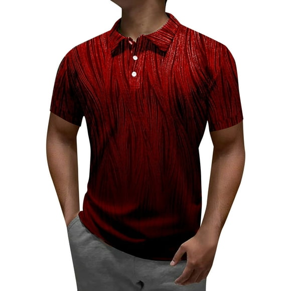 PEASKJP Polo pour Homme Casual Confortable Ajusté à Col Chemises de Golf Classiques, Rouge XL