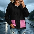 thumbnail image 2 of vdgthytj Rain Jacket Women Long Sleeve Full Zip Color Block Hooded Waterproof Fall Outdoor Outerwear with Pockets(Medium,Hot Pink), 2 of 7
