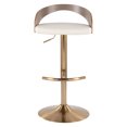thumbnail image 5 of JERFIT Set of 3 Adjustable Swivel Bar Stools with PU Leather Seat, Light Grey Wood & Gold Metal Base, 5 of 10