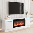 thumbnail image 1 of TV Stand with Storage Plac for TV Up to 55 Inche, Modern Entertainment Center with Storage Cabinet, Fits into 36'' Electric Fireplace, White (Not Include Fireplace), 1 of 9