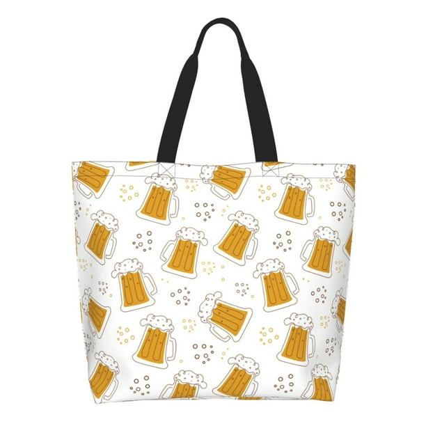 Balery Beer Bolsa Tote Estilo Estético con Cremalleras, Bolsa de Hombro, Bolsa de Compras Grande y Plegable