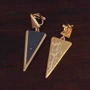 Gold Color Zin Alloy Geometric Clip on Earrings for Women Party Prom Luxury Hypo-Allergenic Ear Clip