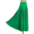 thumbnail image 3 of Doomiva Women's Solid Pleated Long Maxi Skirt High Waisted Folk Stage Performance Dancwear Green 5XL, 3 of 5