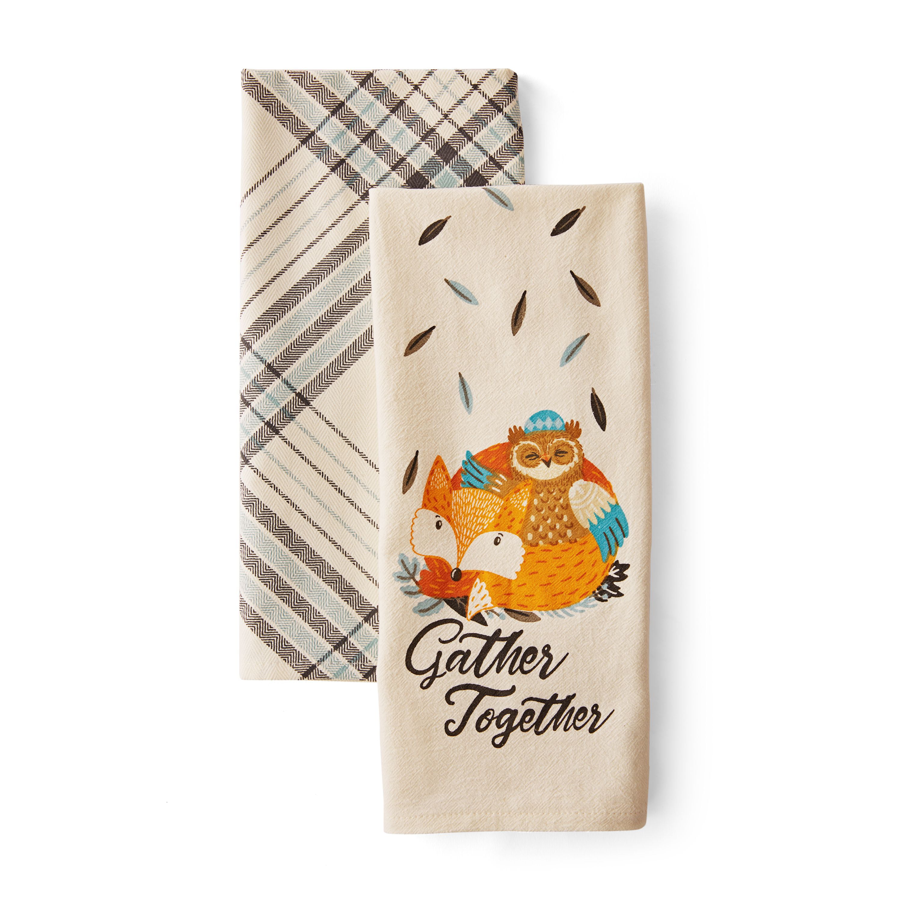 Ritz Hedgehog Stack Kitchen Towels 2-Pc Cotton 16 x 26 inch Animal Decor NEW 