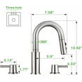 thumbnail image 4 of Modern 2-Handle Bathroom Sink Faucet with - Drain, Brushed Nickel, 3-Hole Vanity Faucet, 4 of 4