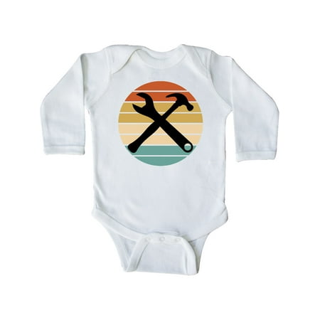 

Inktastic Construction Tools Retro Sunset Gift Baby Boy or Baby Girl Long Sleeve Bodysuit